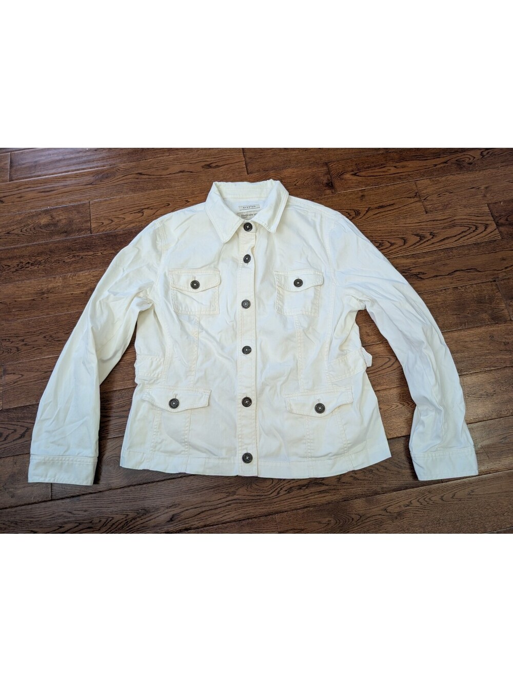 Jones New York Women's Jacket Size XL White Stretch Front Flap Pocket Utility